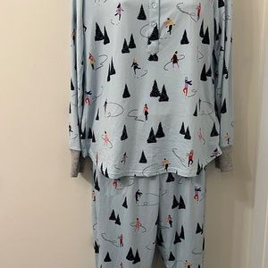 Kate Spade New York Skater Ice skating pajama pj set top pants M